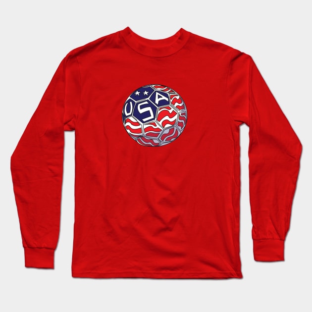 USA Soccer Ball Long Sleeve T-Shirt by MAS Design Co